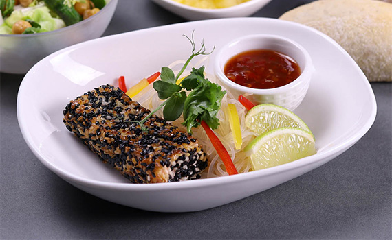 Baked salmon with sesame crust